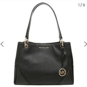 Michael Kors Nicole Large Black Leather Tote Shoulder Bag Purse 35H9GNIE3L